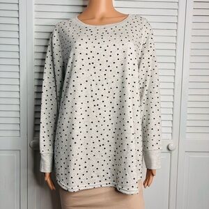 2/$50 JANE AND DELANCEY Velvet Textured Hearts Sweatshirt Size 1X